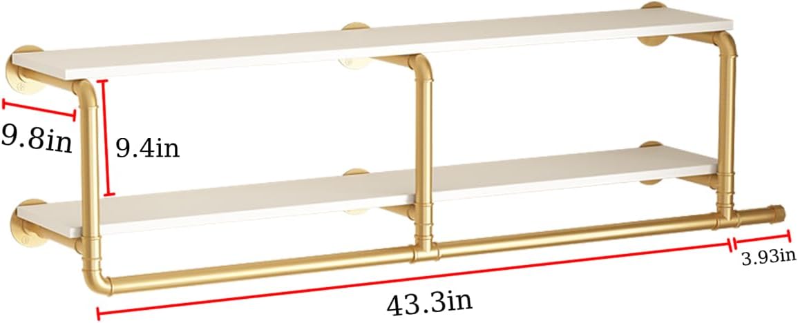 Gold Industrial Pipe Wall Clothes Rack