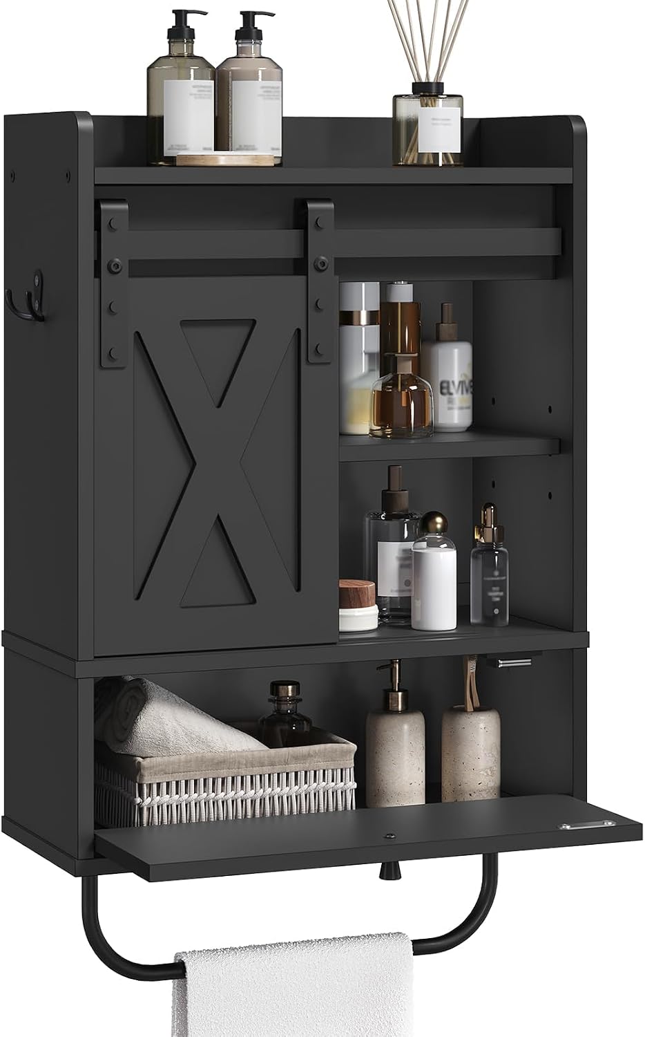 Black Farmhouse Wall Bathroom Cabinet