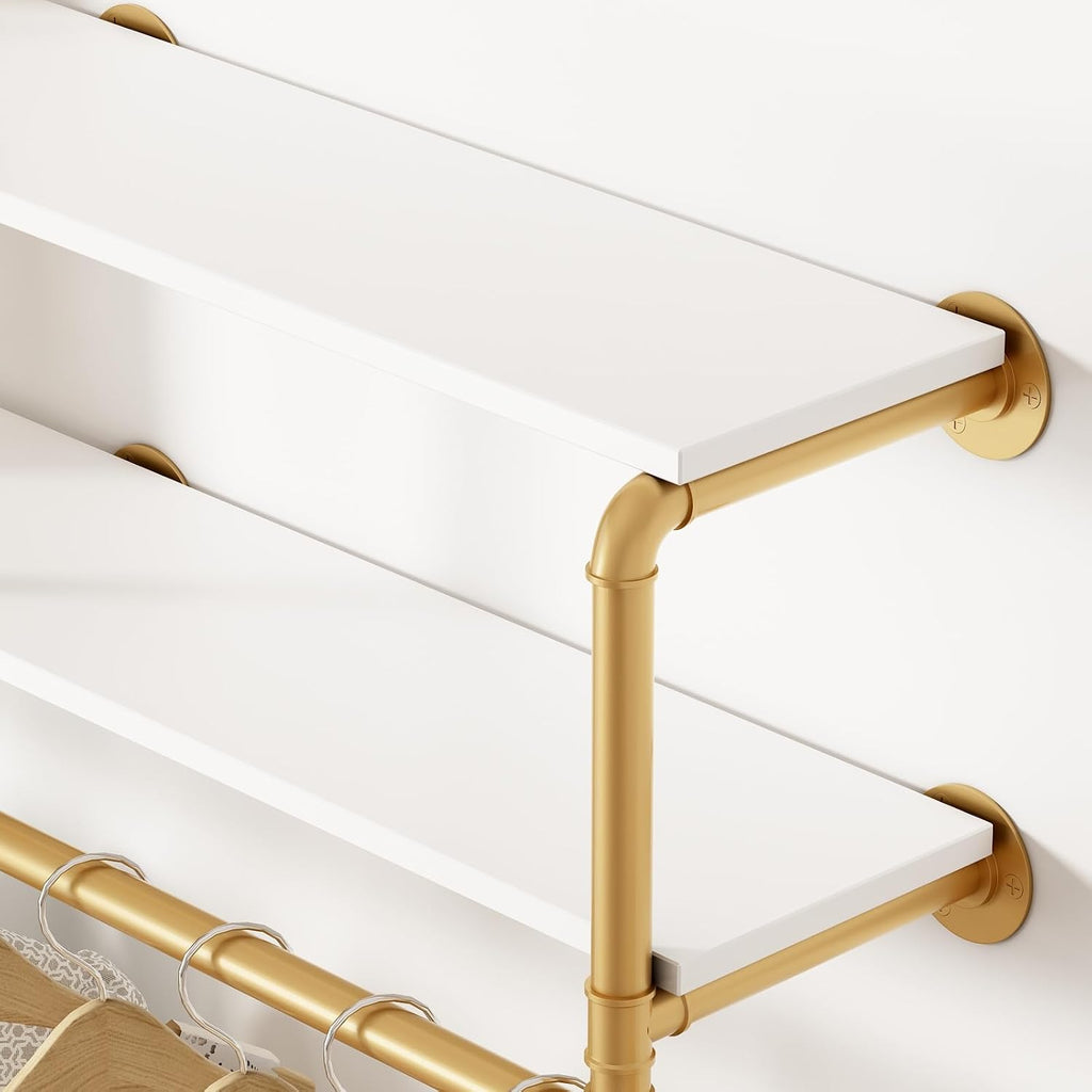 Gold Industrial Pipe Wall Clothes Rack