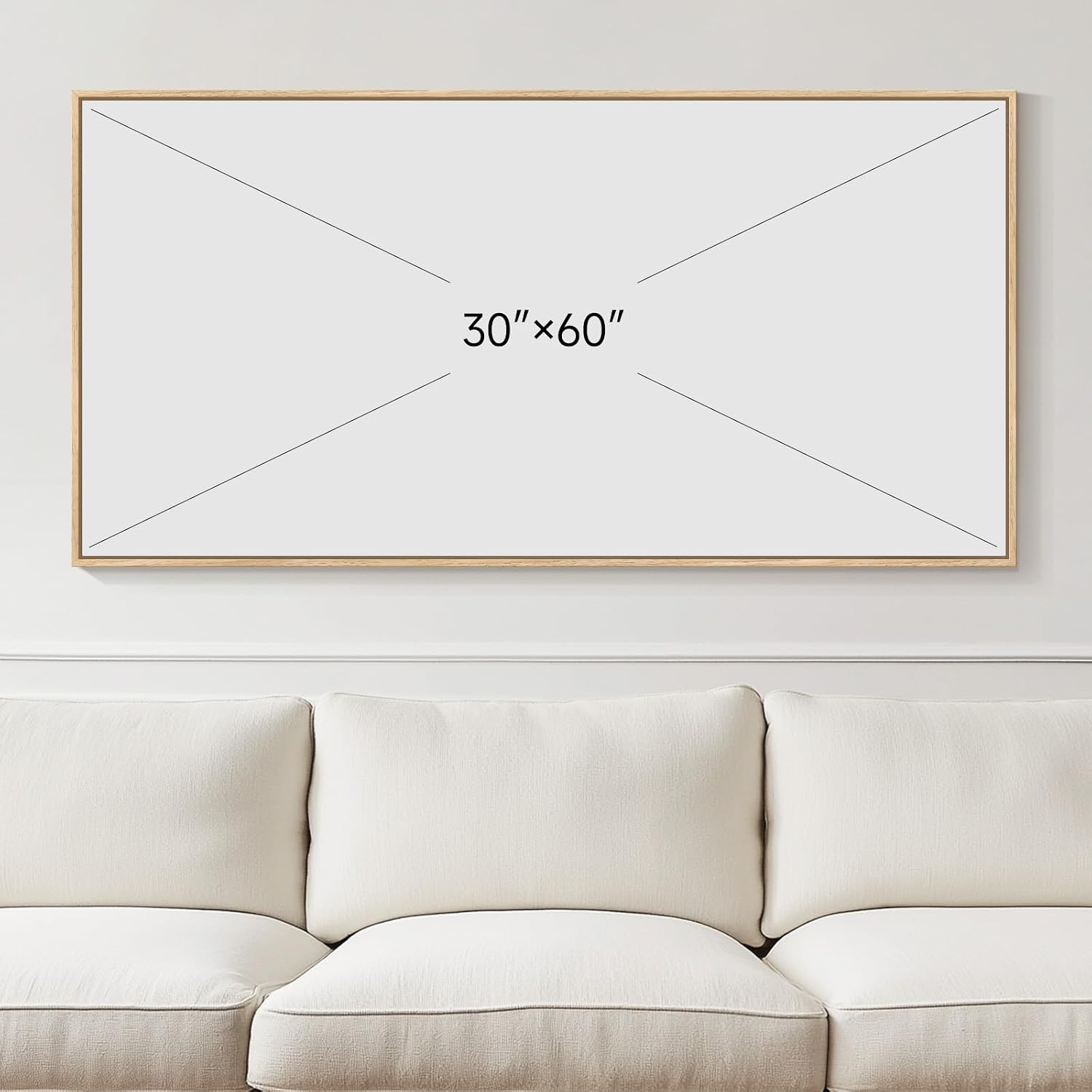 Large Neutral Coastal Framed Wall Art 30x60 Inch