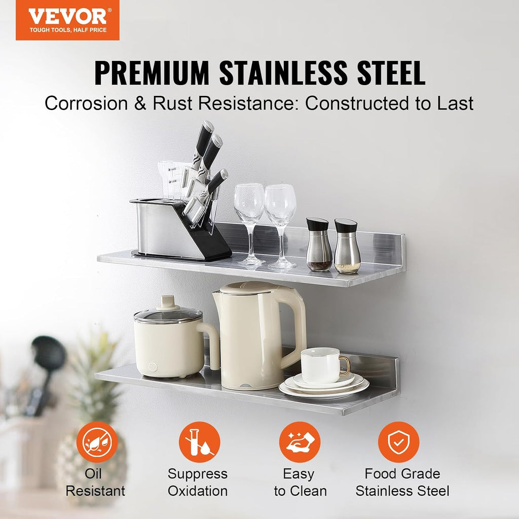 2 Pack Stainless Steel Wall Shelves