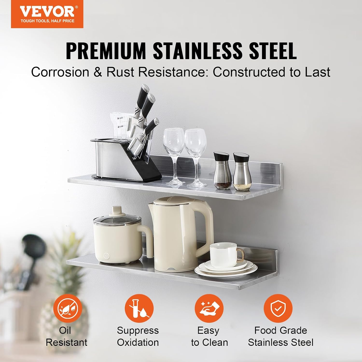 2 Pack Stainless Steel Wall Shelves
