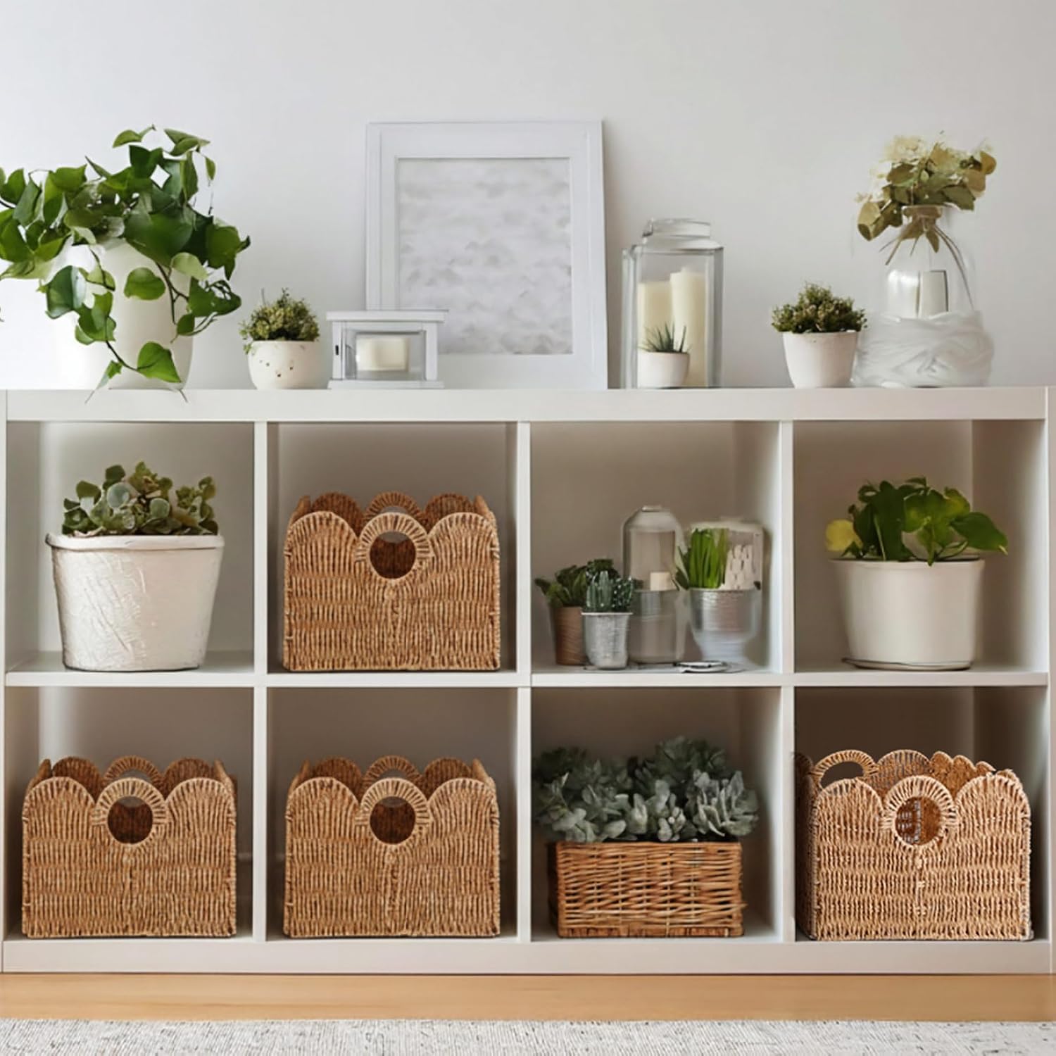 4 Pack Scalloped Paper Rope Storage Baskets