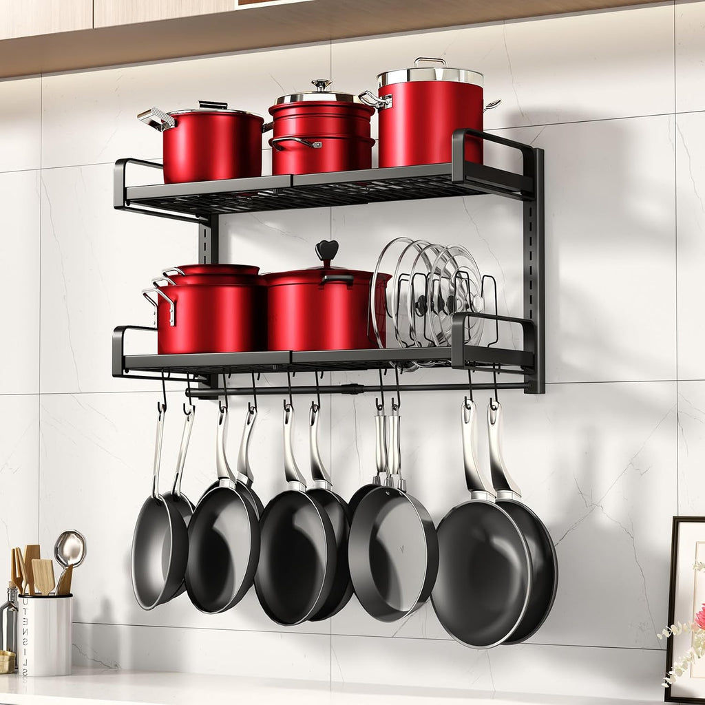 Expandable 2-Tier Wall Pot Rack