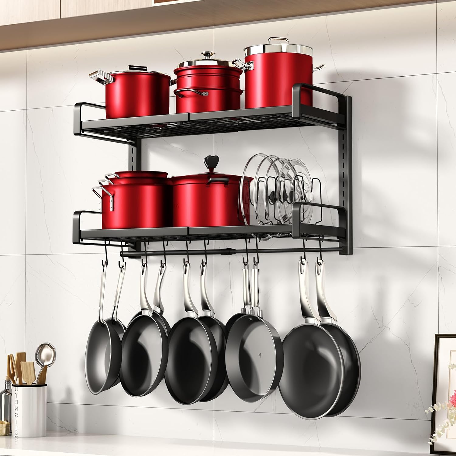 Expandable 2-Tier Wall Pot Rack