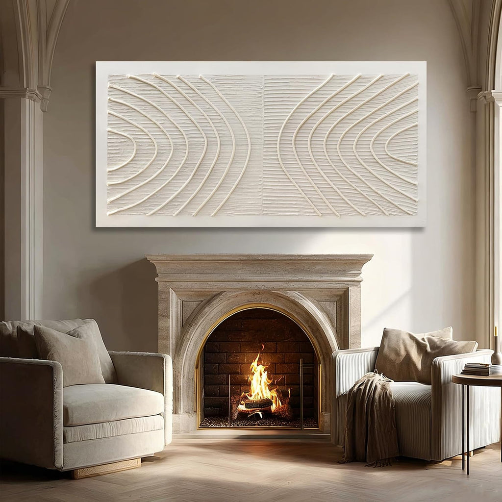 Grey Textured Curved Abstract Canvas Wall Art 29x58 Inch