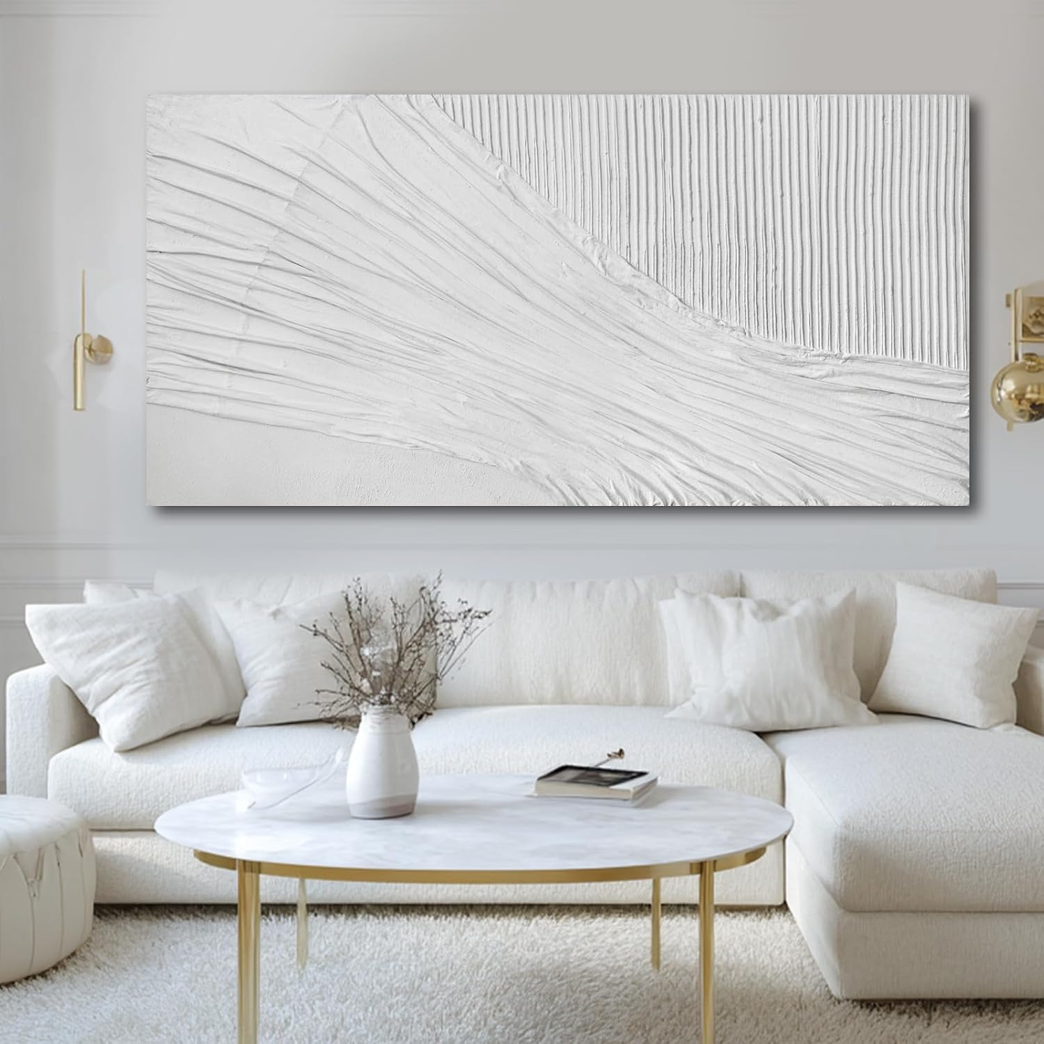 Neutral 3D Textured Canvas Wall Art 29x58