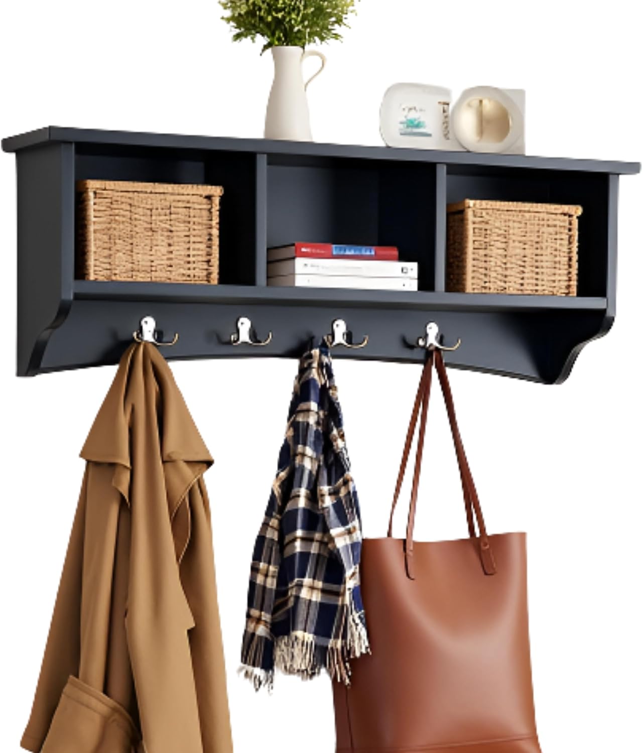 Gray Shaker Wall Coat Rack Cubby