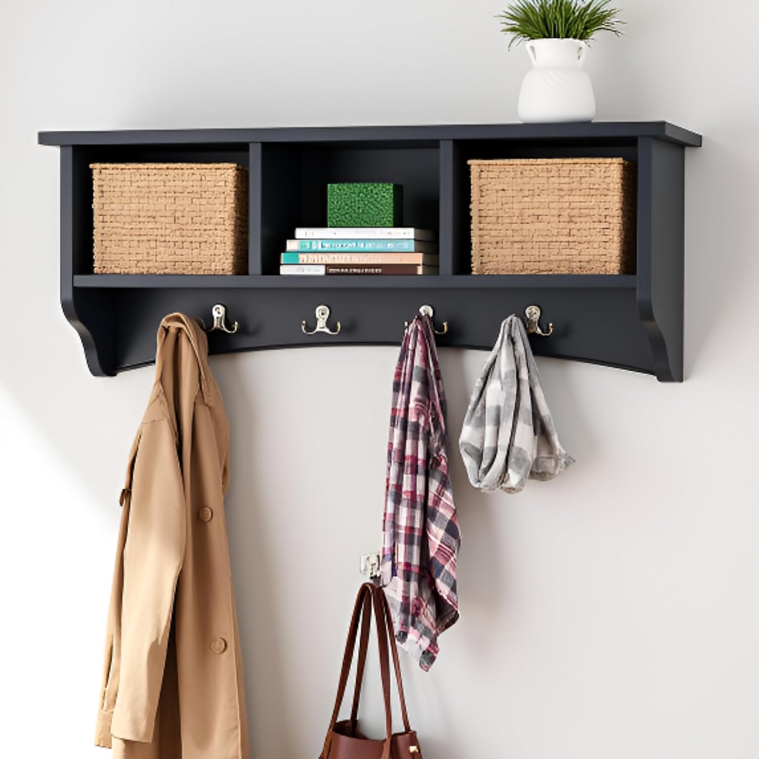 Gray Shaker Wall Coat Rack Cubby