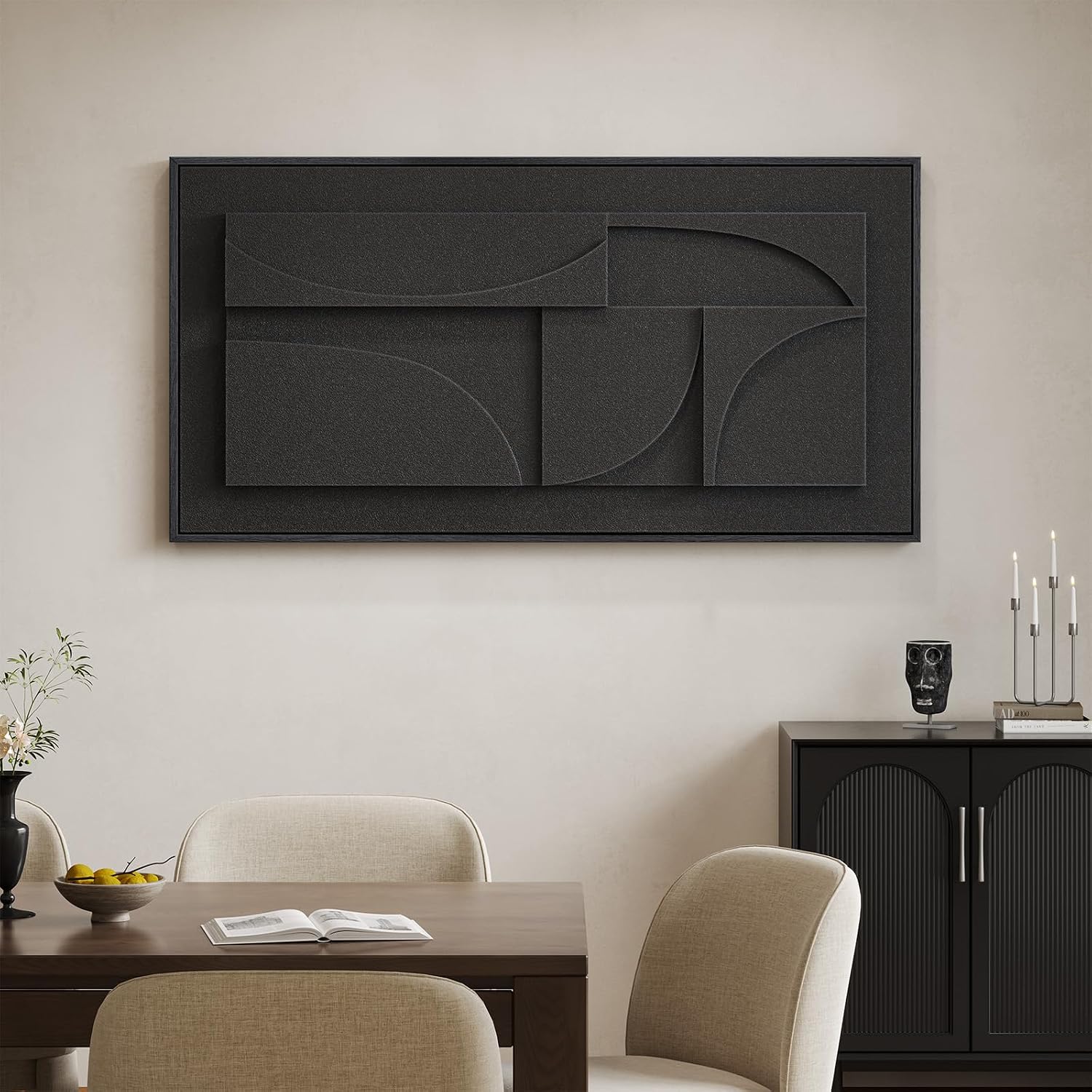 Black 3D Textured Framed Wall Art
