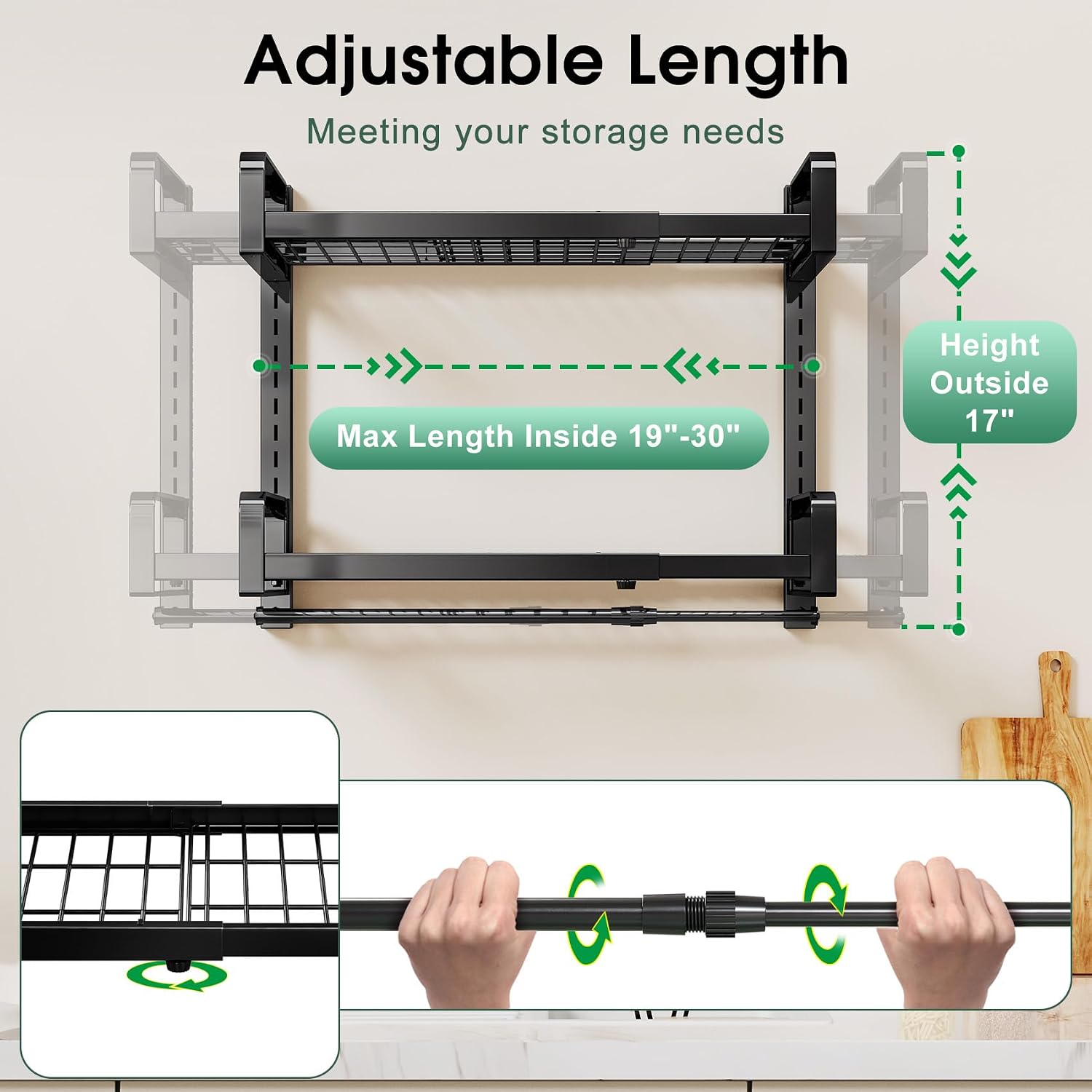 Expandable 2-Tier Wall Pot Rack