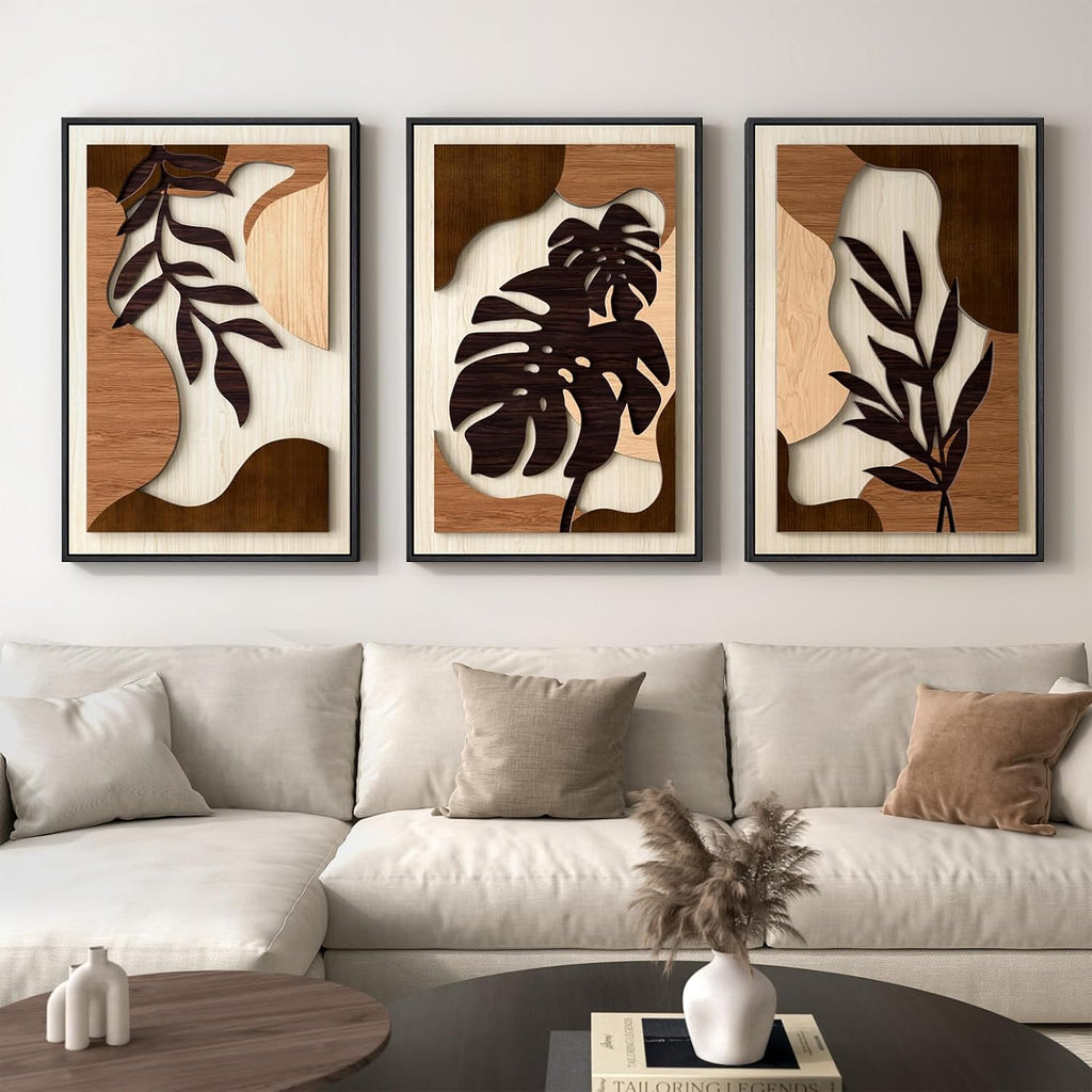 3D Wood Botanical Framed Wall Art