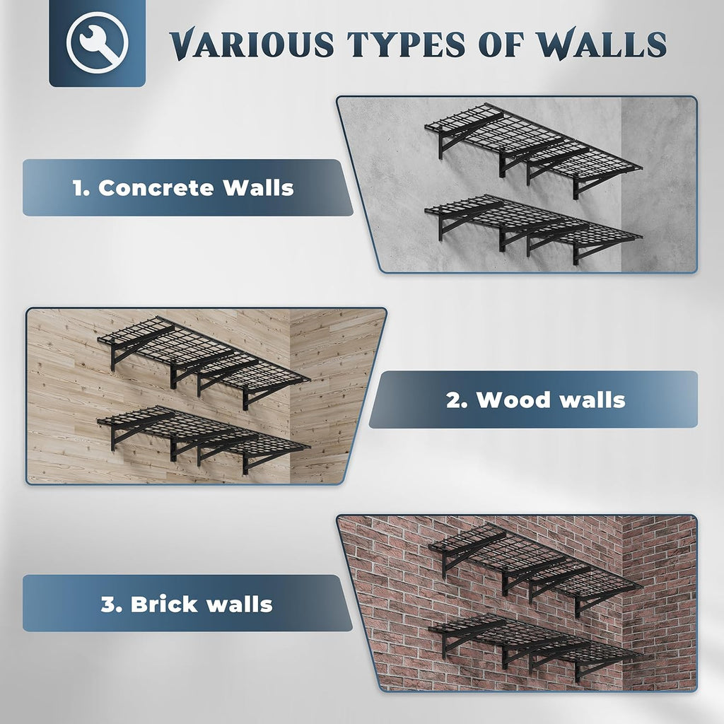 4 Pack Black Garage Wall Storage Shelves
