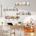 34" Light Brown Kids Wall Book Shelf Hooks