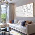 White Hand Painted Abstract Wall Art 29x58 Inch