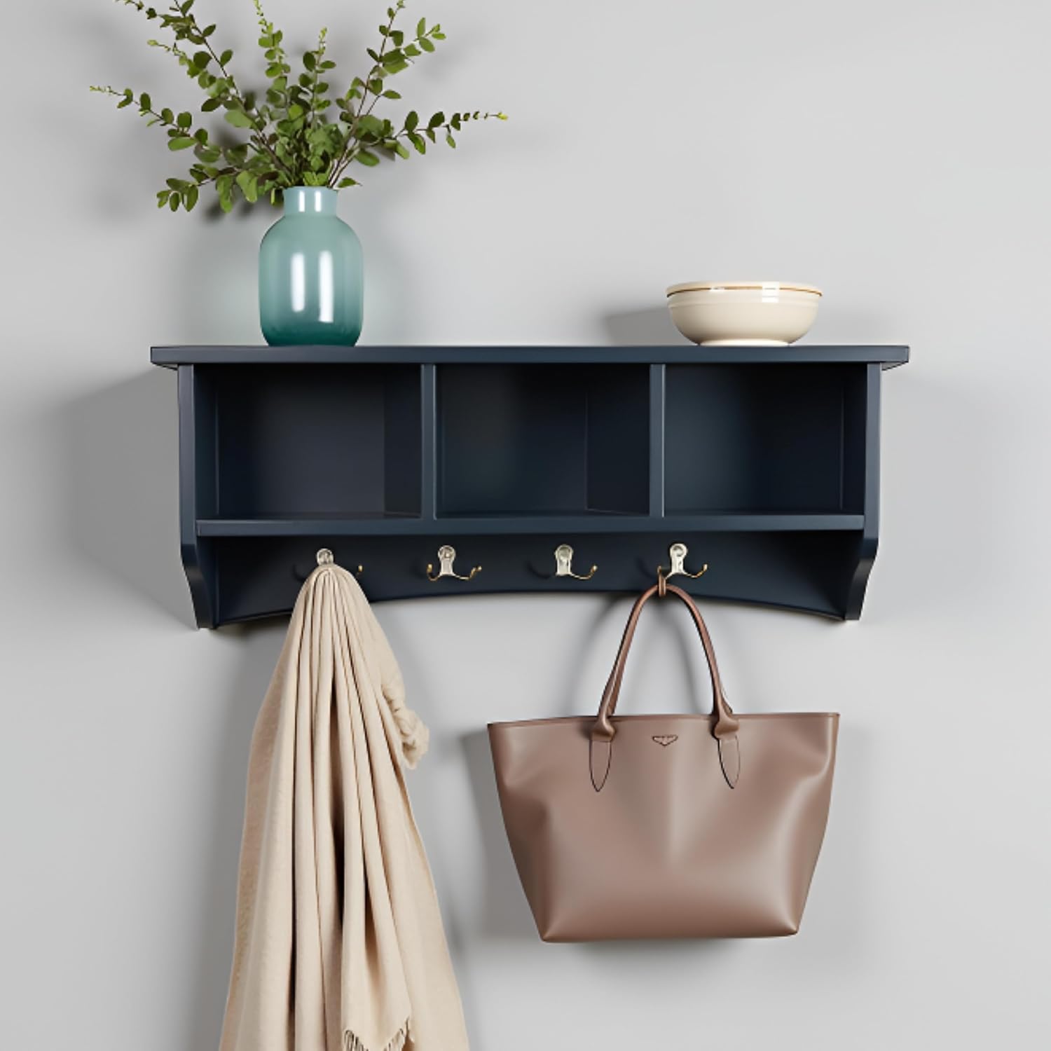 Gray Shaker Wall Coat Rack Cubby
