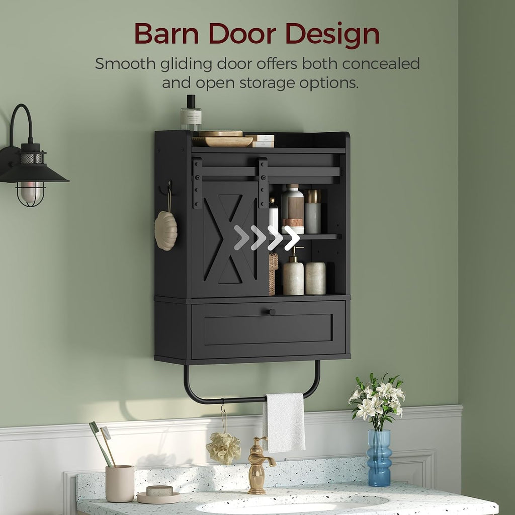 Black Farmhouse Wall Bathroom Cabinet