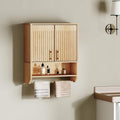 Natural Fluted Narrow Bathroom Cabinet
