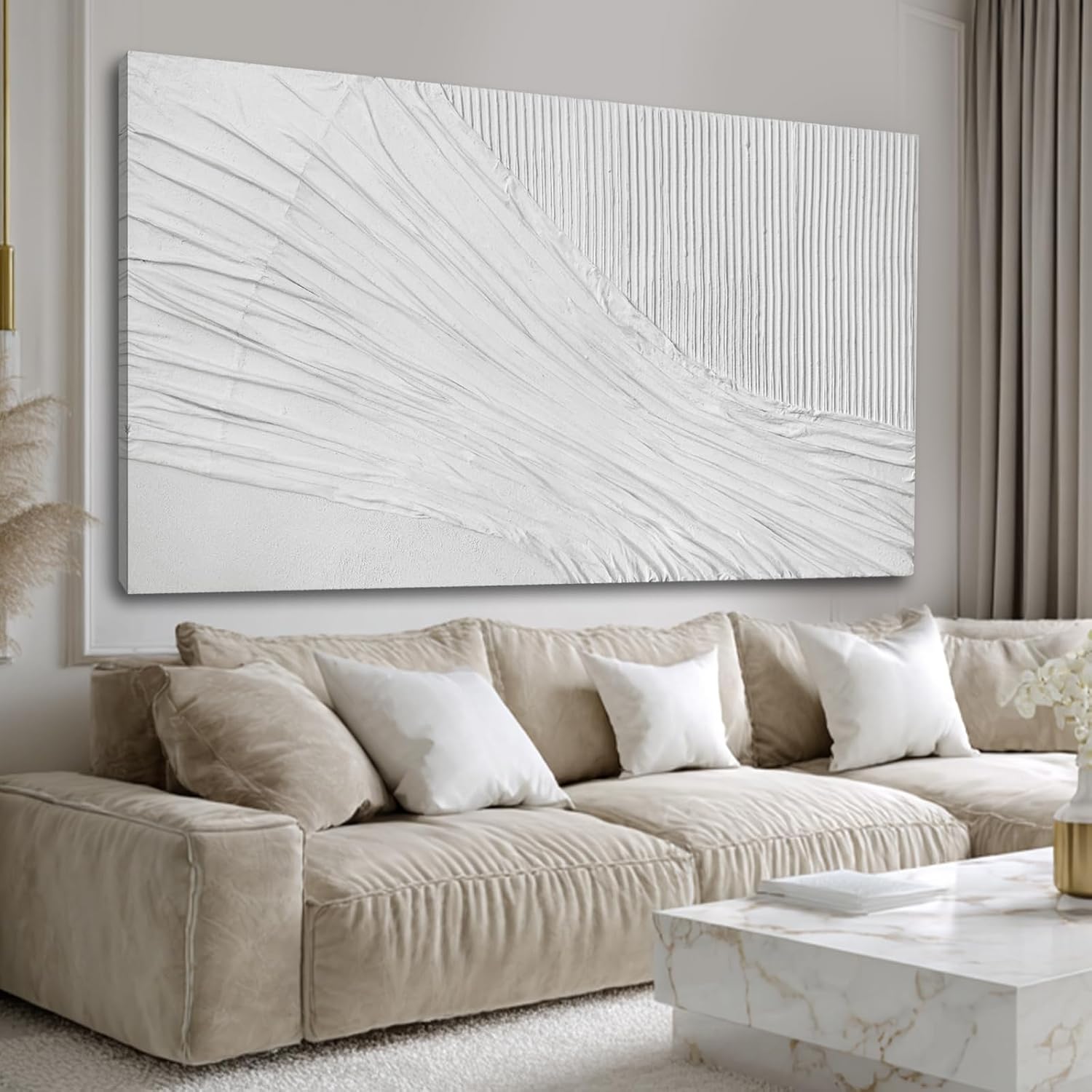 Neutral 3D Textured Canvas Wall Art 29x58