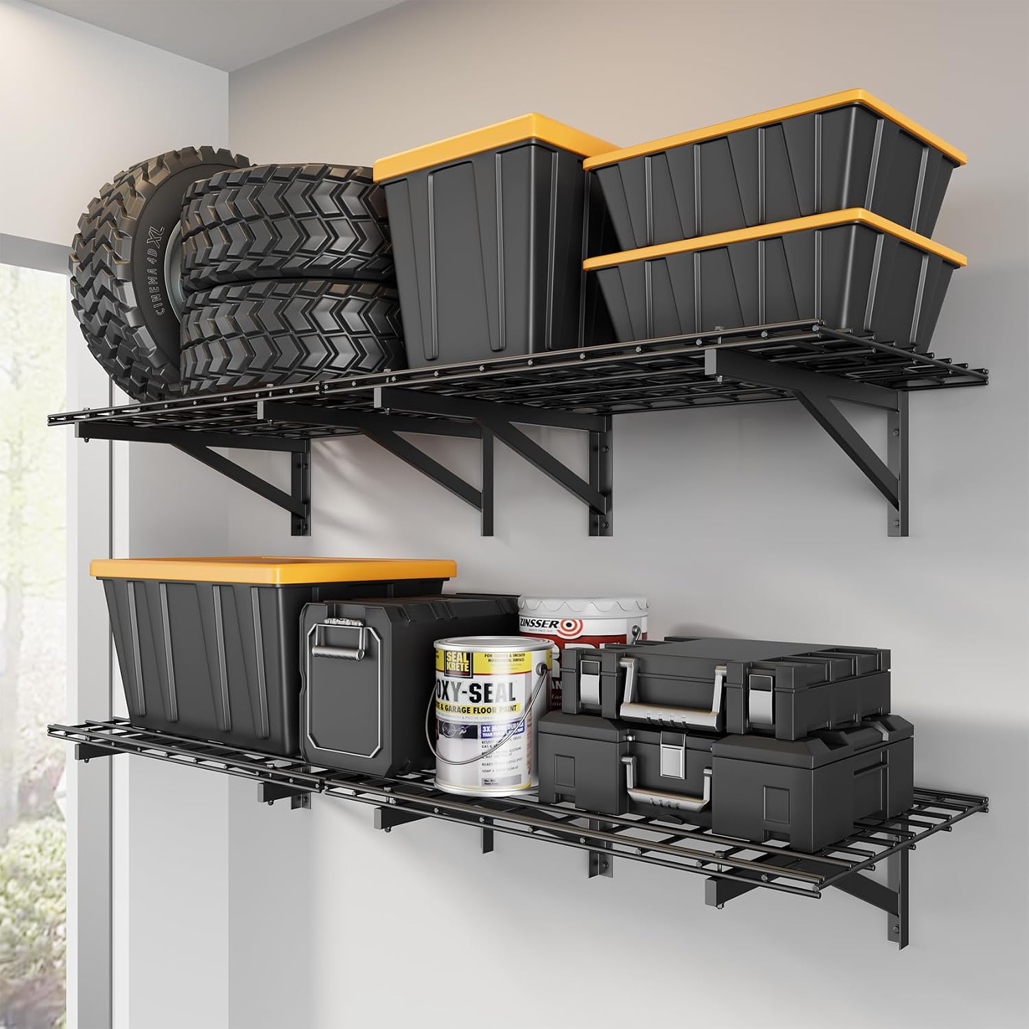 4 Pack Black Garage Wall Storage Shelves