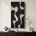 3D Textured Black Beige Vertical Framed Wall Art 20x40 In