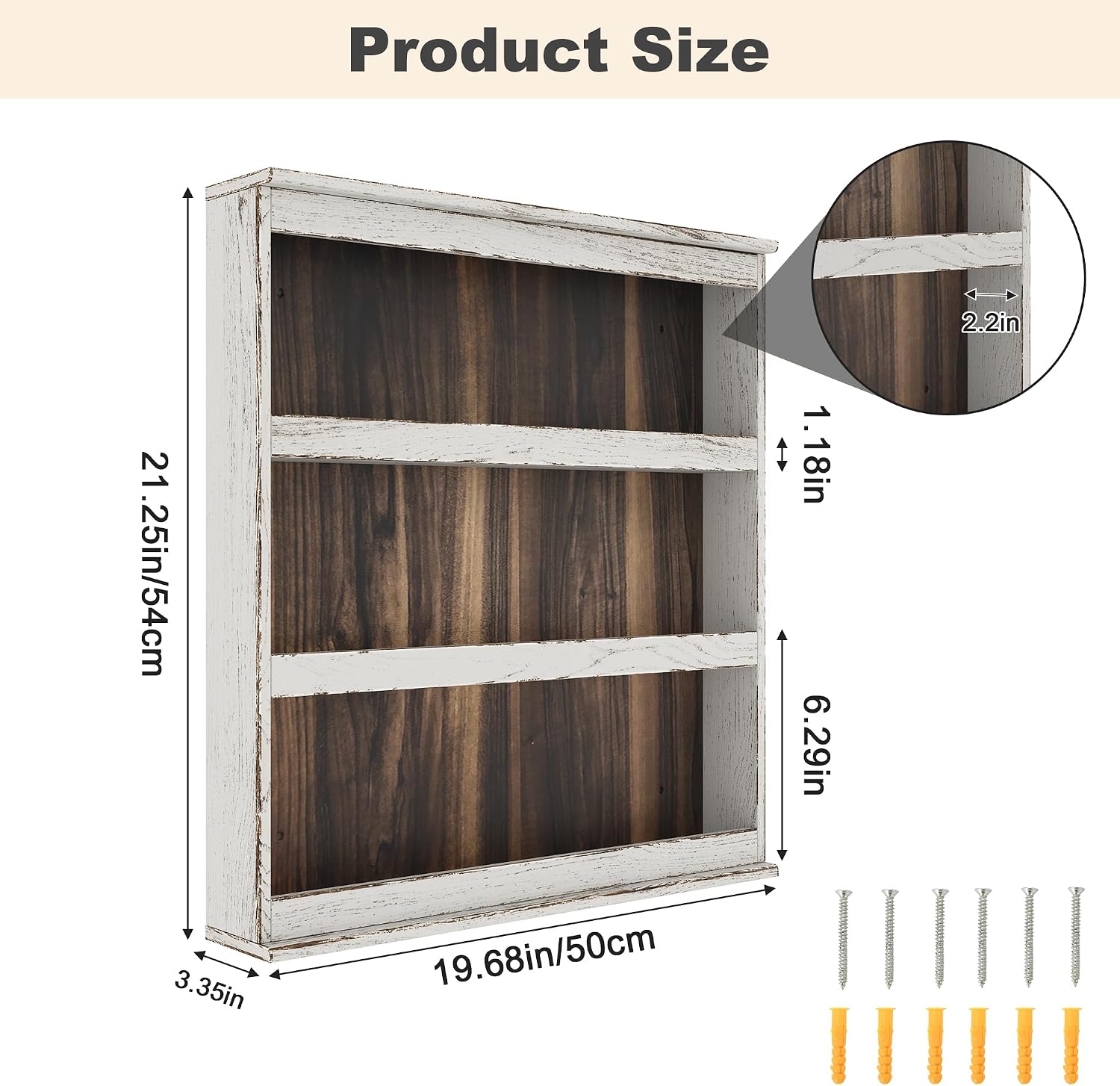 3 Tier Wood Wall Spice Rack