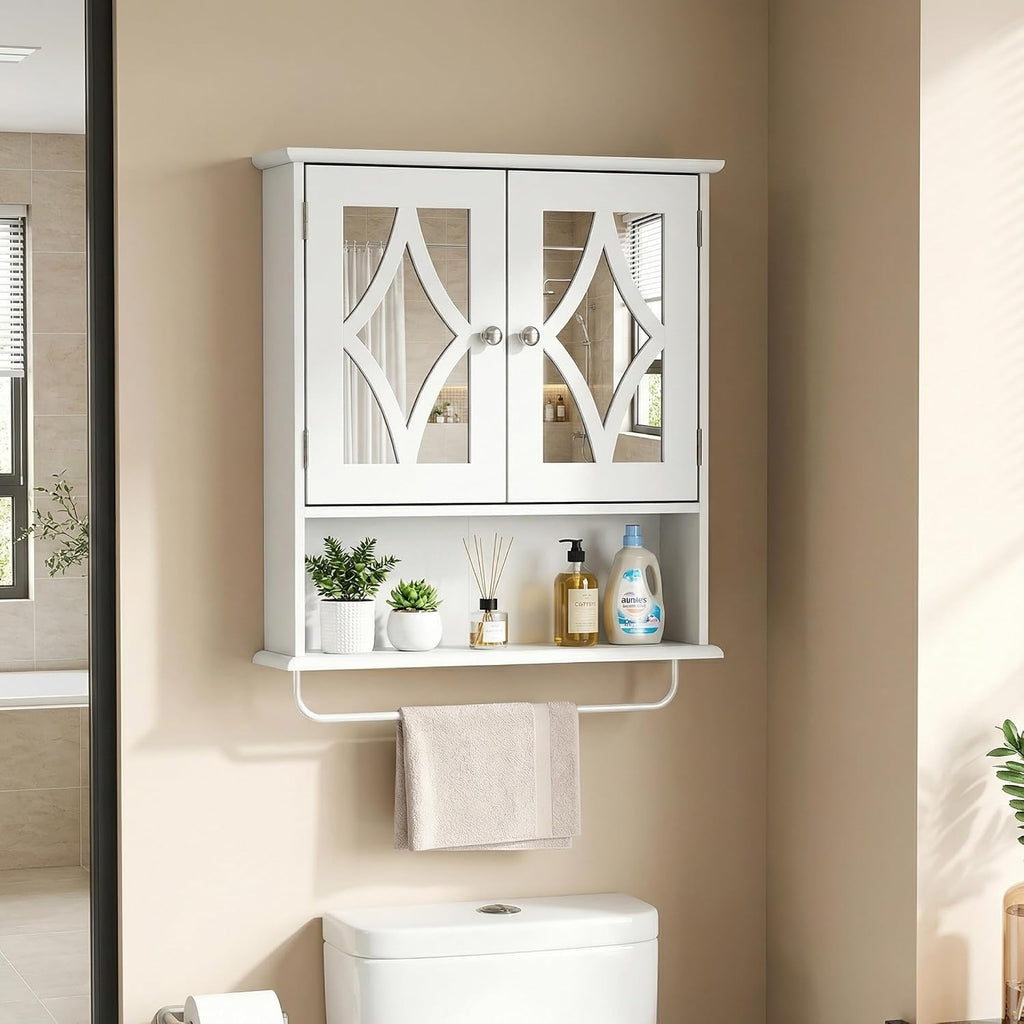 White Mirror Bathroom Wall Cabinet