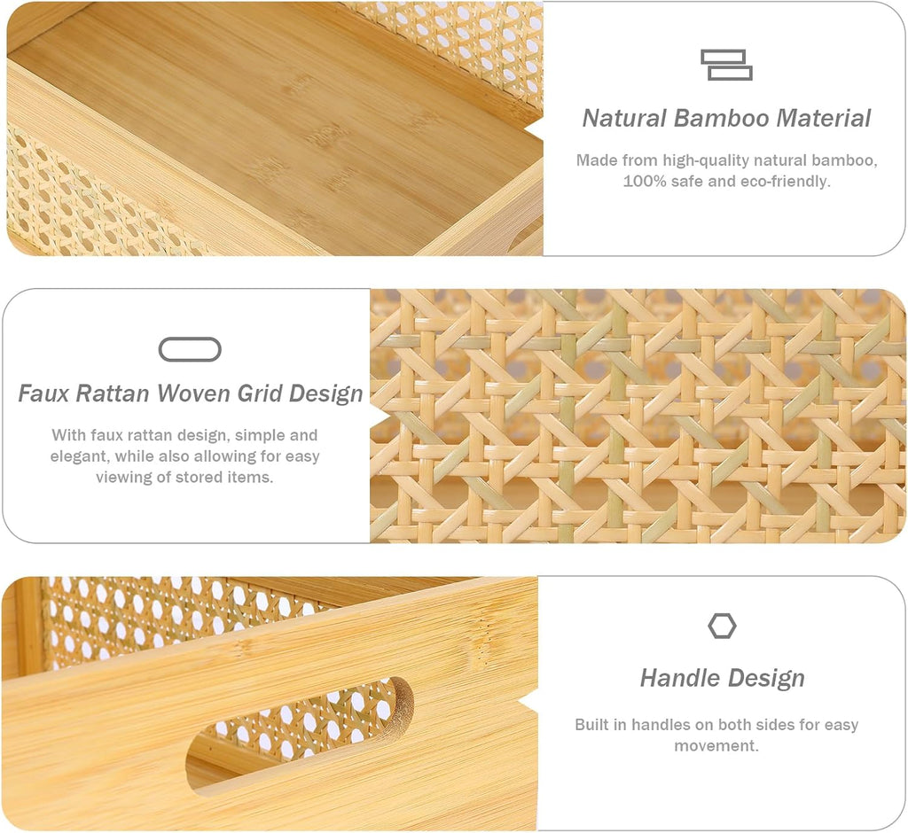 3 Pack Rattan Bamboo Nesting Baskets