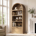 Oak Arched Bookcase with Storage Bench
