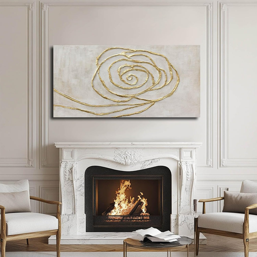 Beige Gold Textured Line Wall Art 24"x48"