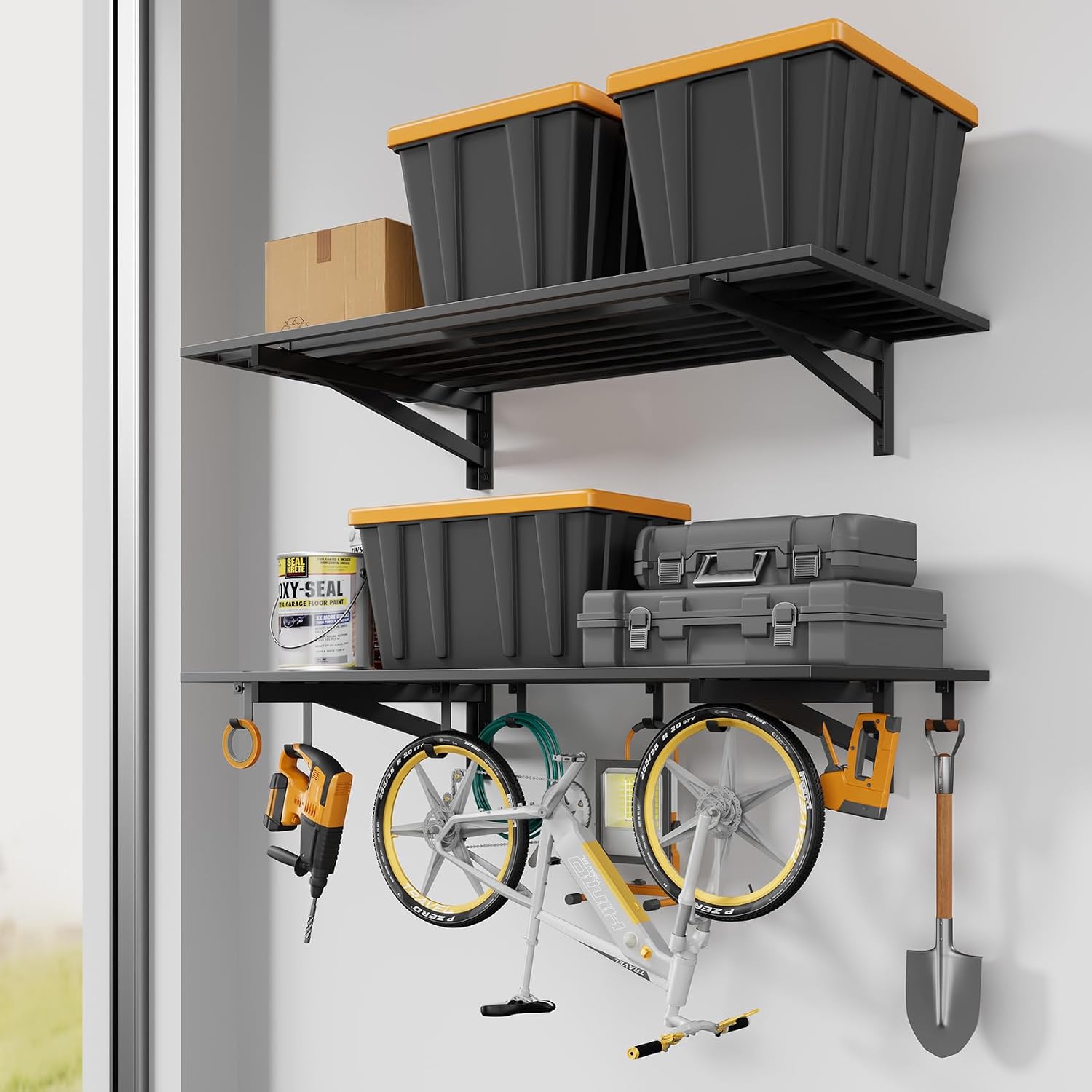 34" Matte Black Wall Pot Rack KUR528S88-BK