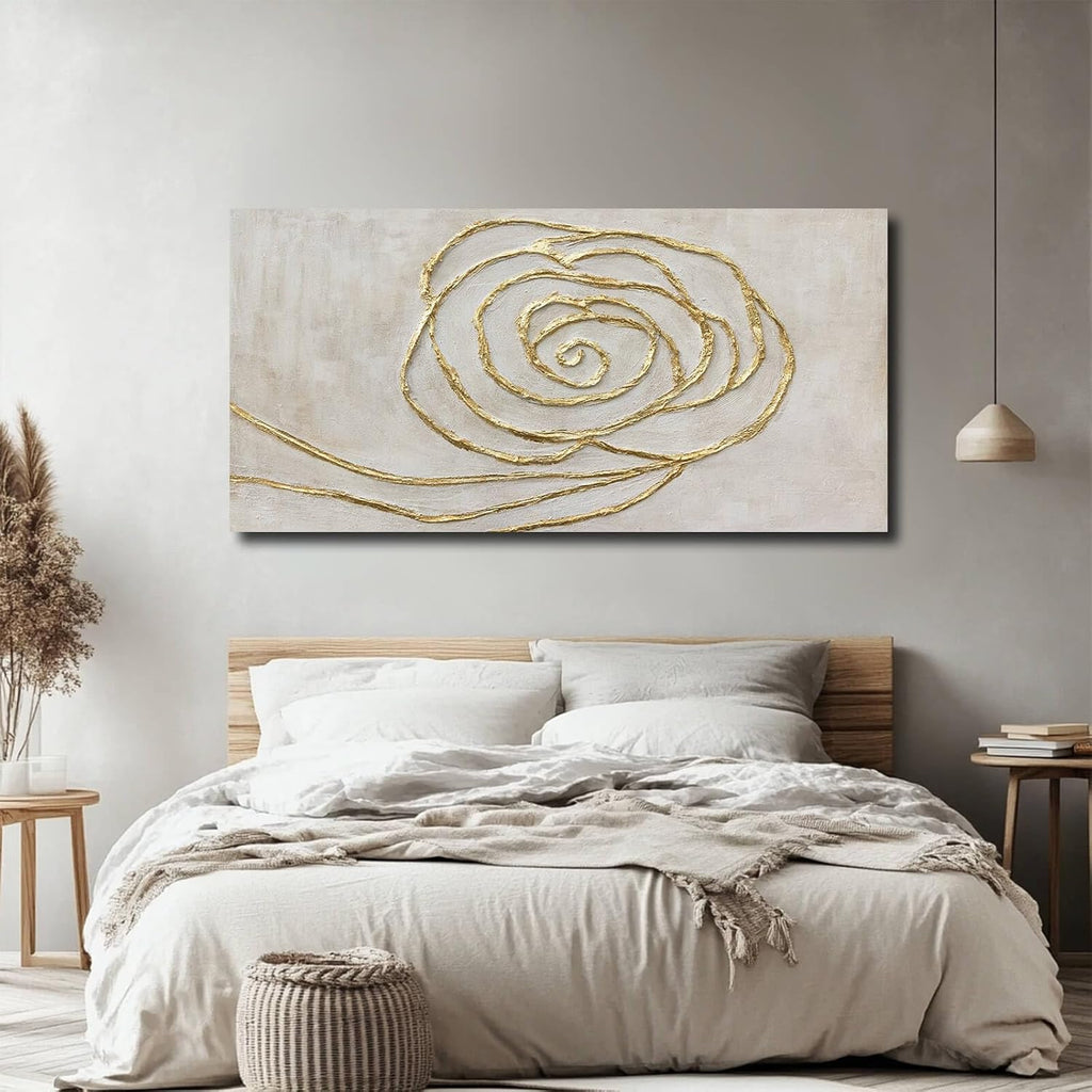 Beige Gold Textured Line Wall Art 24"x48"