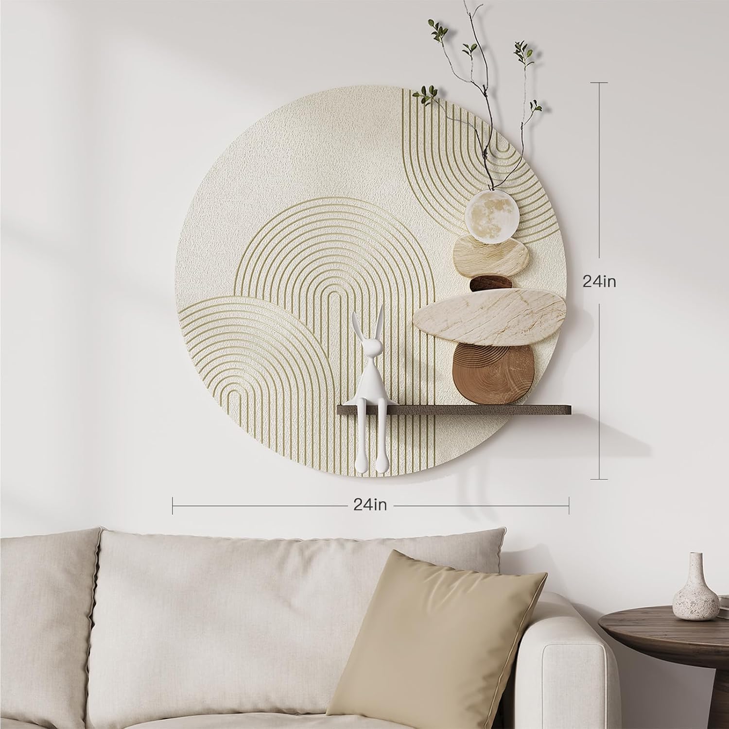 Neutral 3D Textured Wall Art with Shelf