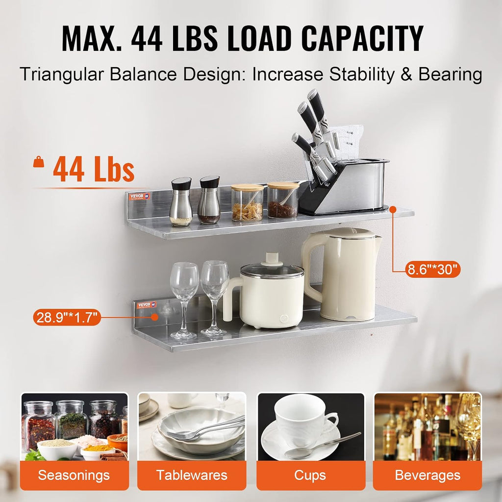 2 Pack Stainless Steel Wall Shelves