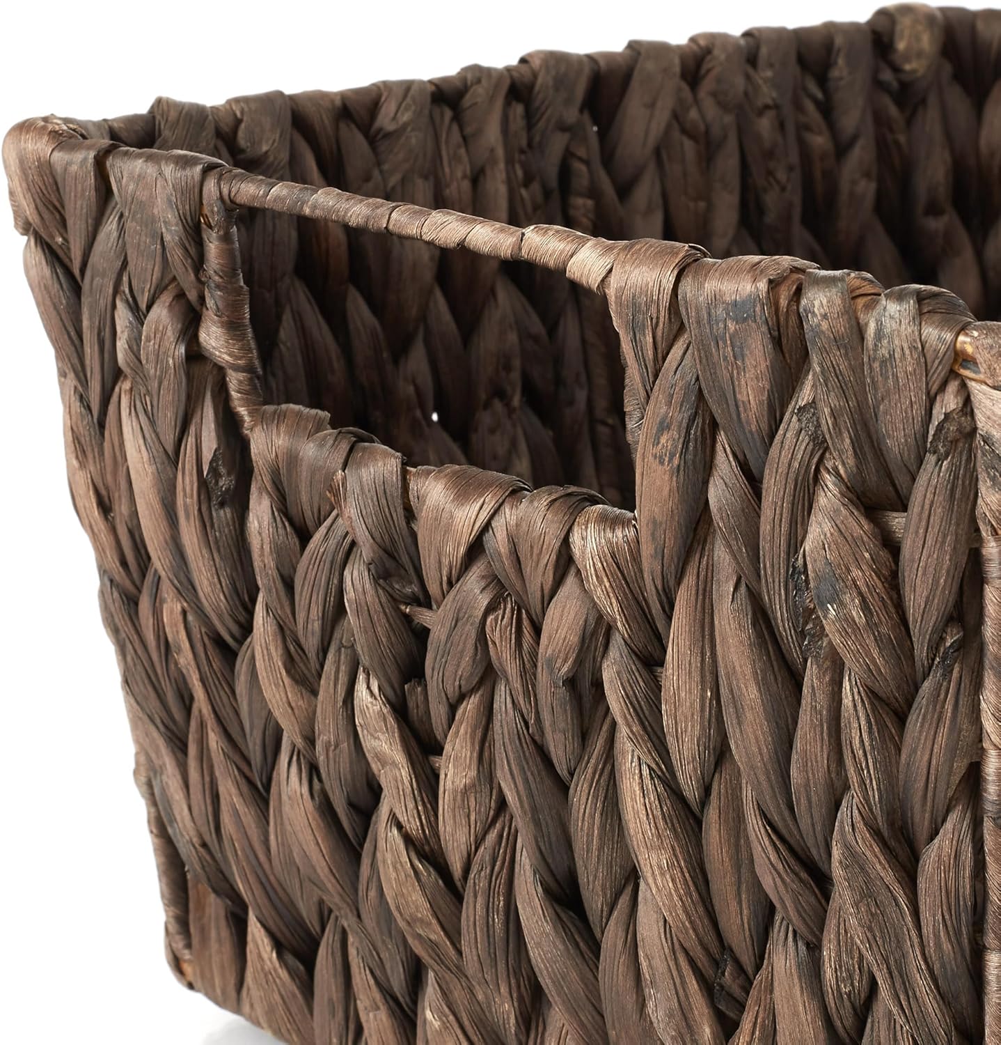4 Pack Espresso Water Hyacinth Storage Baskets