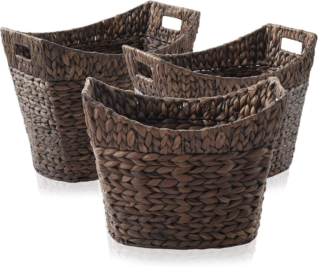 3 Pack Espresso Water Hyacinth Baskets