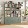 Green Triple Wide Bookcase with Drawers & Doors