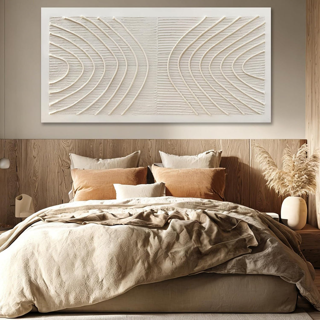 Grey Textured Curved Abstract Canvas Wall Art 29x58 Inch