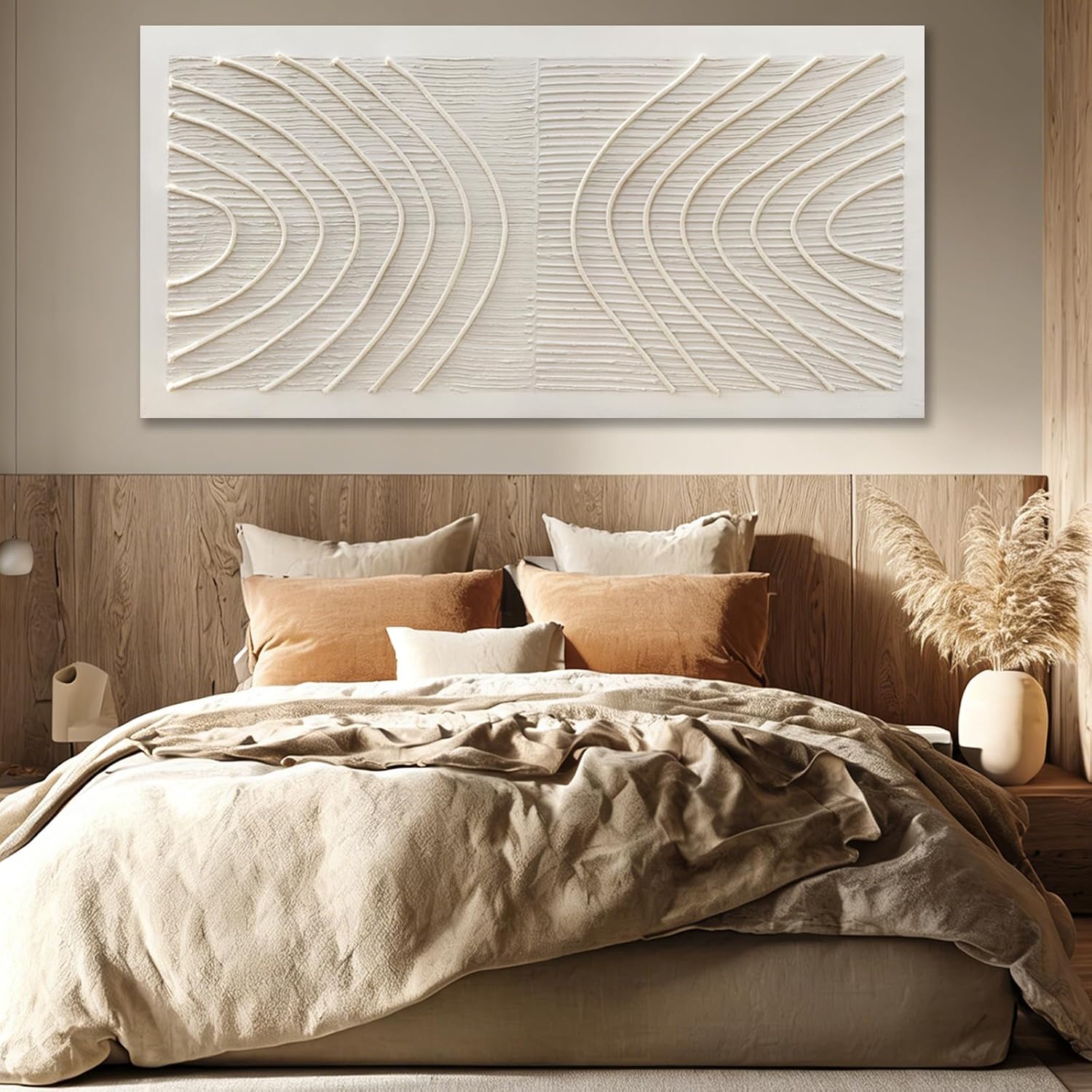 Grey Textured Curved Abstract Canvas Wall Art 29x58 Inch
