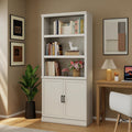 White Adjustable Bookcase with Storage Doors