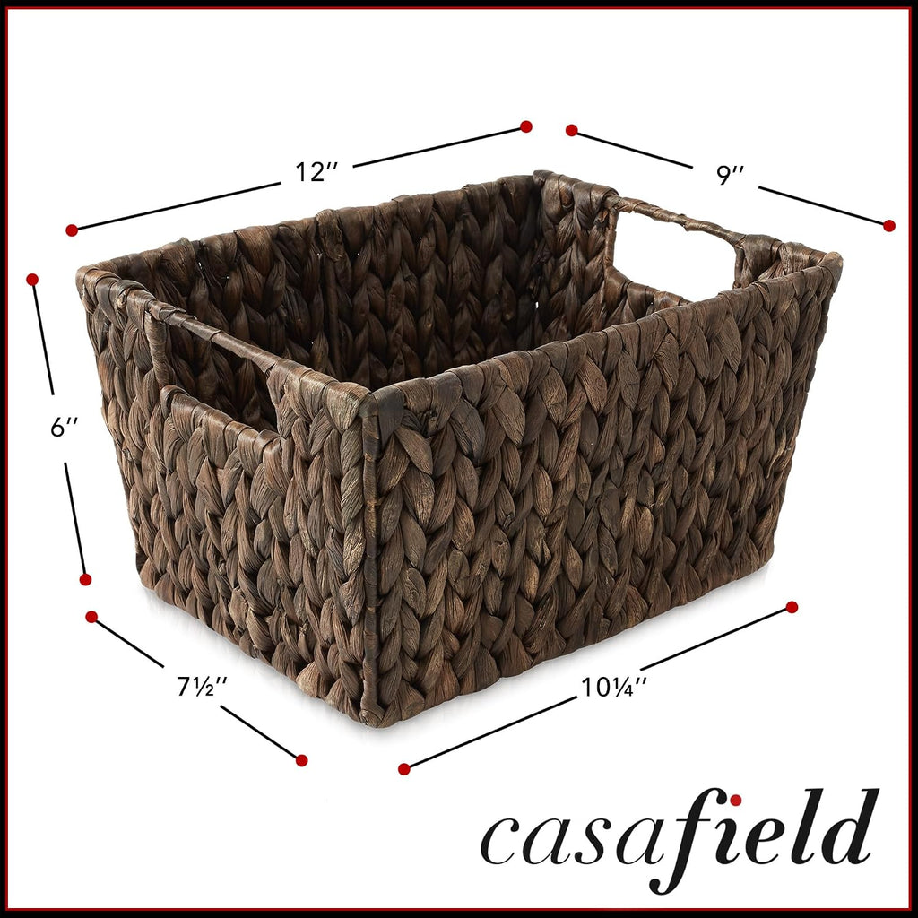 4 Pack Espresso Water Hyacinth Storage Baskets