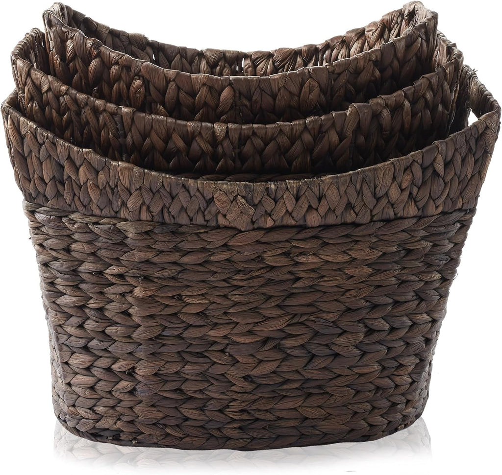 3 Pack Espresso Water Hyacinth Baskets