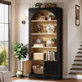 Arched 5-Tier Black Wooden Bookcase