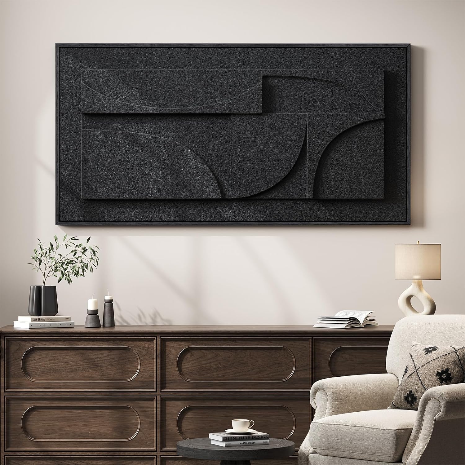 Black 3D Textured Framed Wall Art