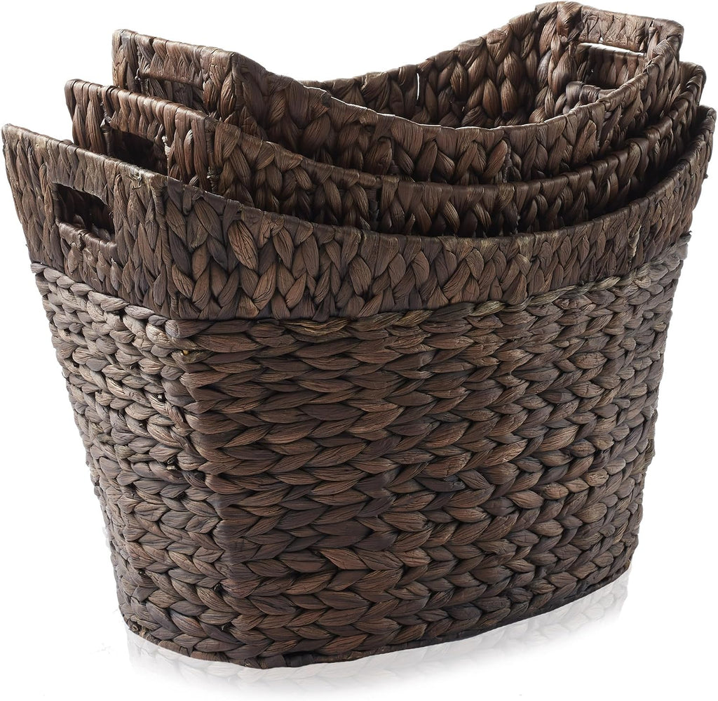 3 Pack Espresso Water Hyacinth Baskets