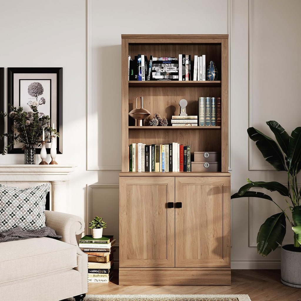 Oak 5-Tier Adjustable Storage Bookcase