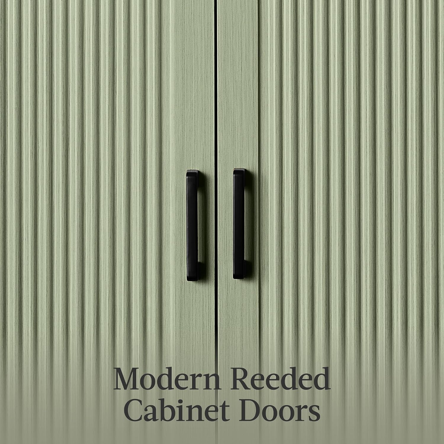 Sage Reeded Arched Storage Pantry Cabinet