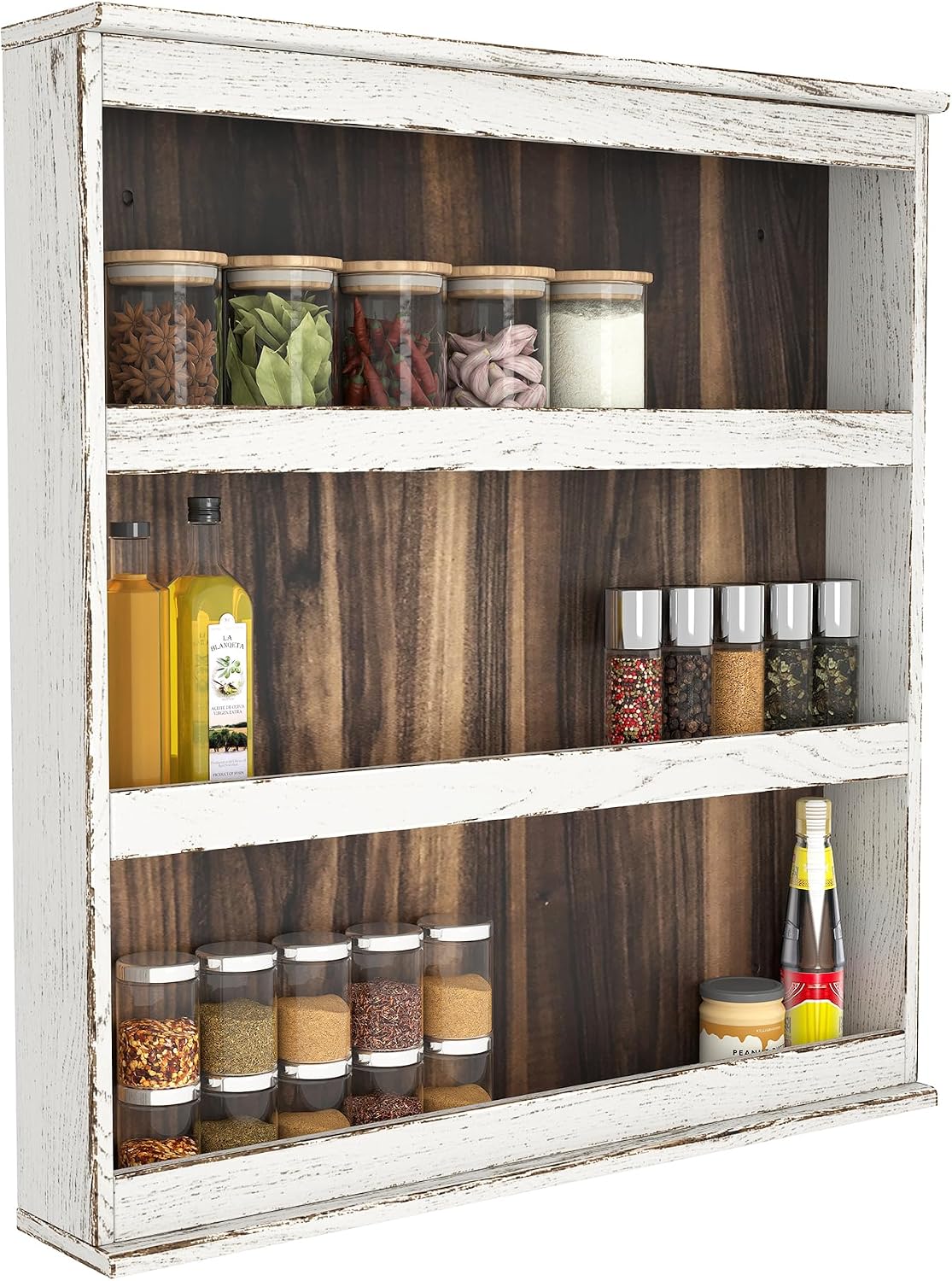3 Tier Wood Wall Spice Rack