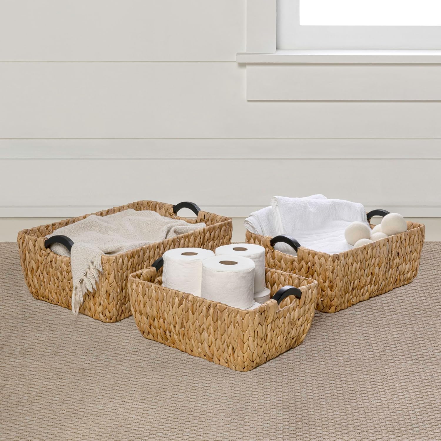 3 Pack Natural Water Hyacinth Nesting Baskets