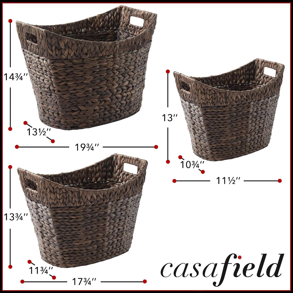 3 Pack Espresso Water Hyacinth Baskets